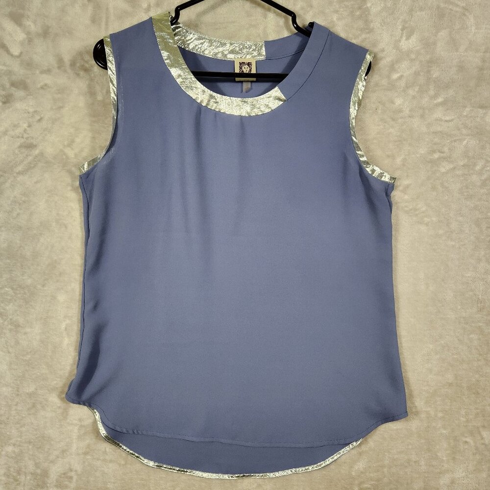 Anne Klein Purple Top with Metallic‎ details Womens Size M